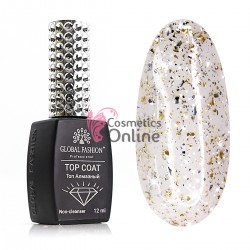 Top Coat uv decorativ Foil Gold Silver, No Wipe, Global Fashion, 12 ml, art 15235